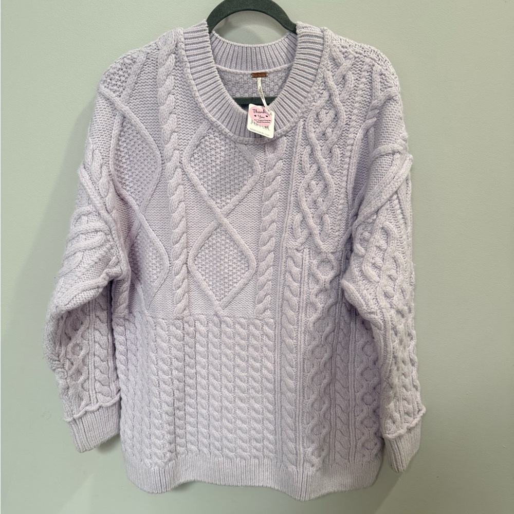 Free People Leslie Cable Knit Tunic Sweater in the color Frost women S oversized